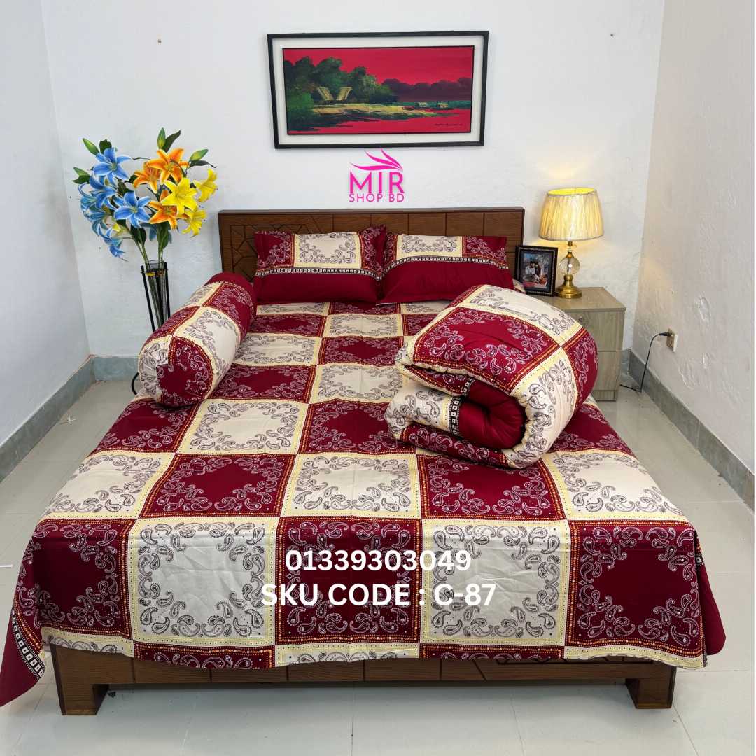Premium,Quality,Twill,Cotton,Comforter,5,Pies,Set,comforter, comforter set, soft bedding, warm comforter, premium comforter Bangladesh,  cotton comforter, bedding set, winter blanket, stylish bedding