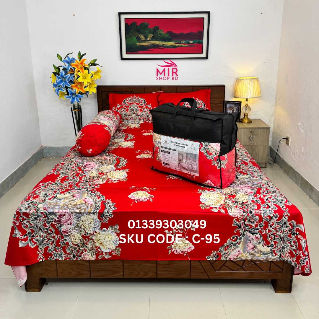 Premium,Quality,Twill,Cotton,Comforter,5,Pies,Set,comforter, comforter set, soft bedding, warm comforter, premium comforter Bangladesh, cotton comforter, bedding set, winter blanket, stylish bedding