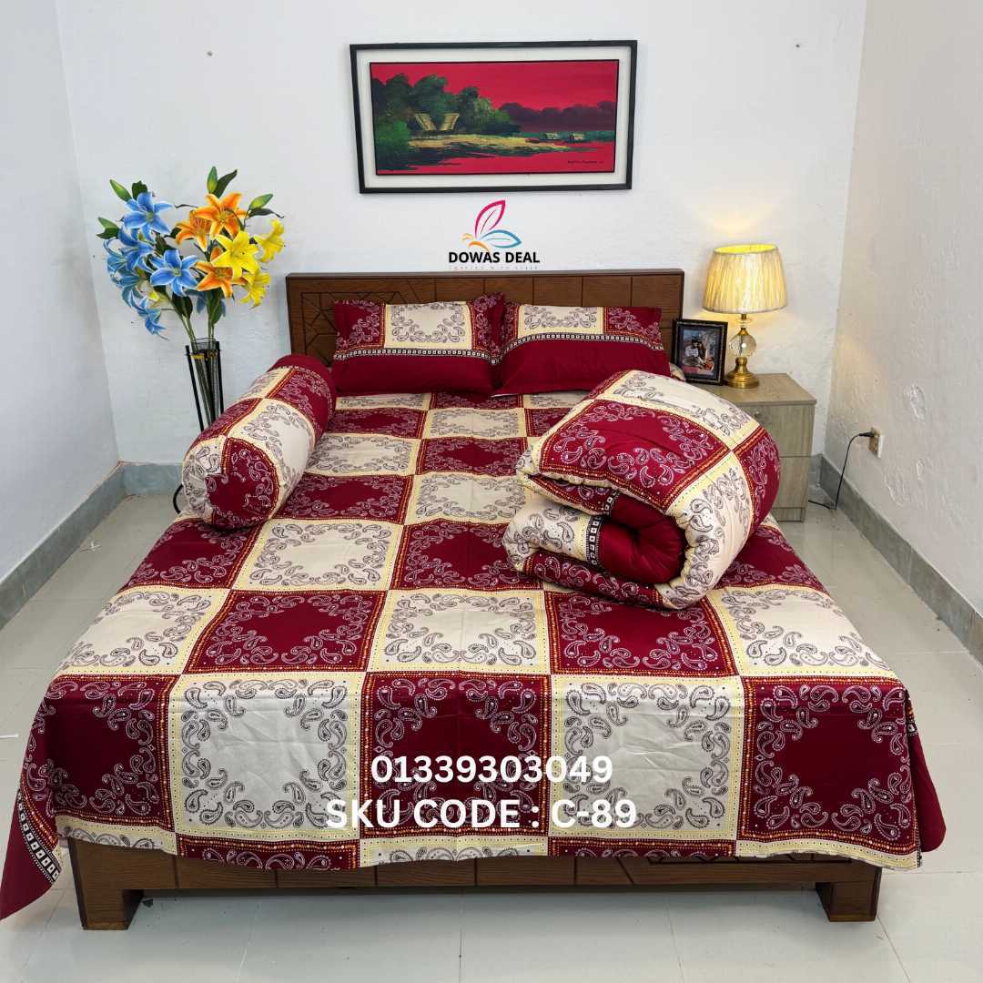 Premium,Quality,Twill,Cotton,Comforter,5,Pies,Set,comforter, comforter set, soft bedding, warm comforter, premium comforter Bangladesh,  cotton comforter, bedding set, winter blanket, stylish bedding