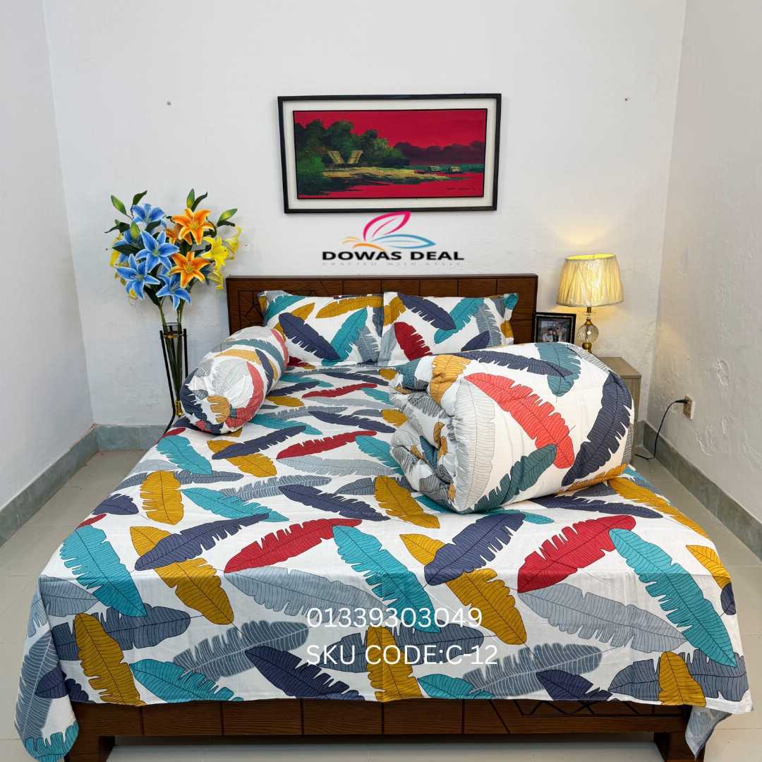Premium,Quality,Twill,Cotton,Comforter,5,Pies,Set,comforter, comforter set, soft bedding, warm comforter, premium comforter Bangladesh,  cotton comforter, bedding set, winter blanket, stylish bedding